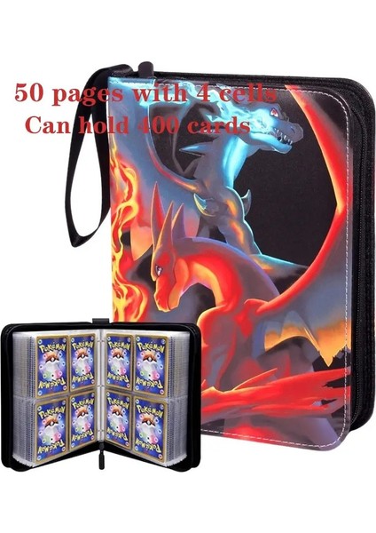 ★ Fd Pokemones Albüm Bağlayıcı Fotokard Pu Fermuar Fotoğraf Albüm Albüm Carte Tutucu Oyuncaklar Klasör Mektupları Pokemones Kartları Kartları: 4 Cep 50 Sayfa (Yurt Dışından)