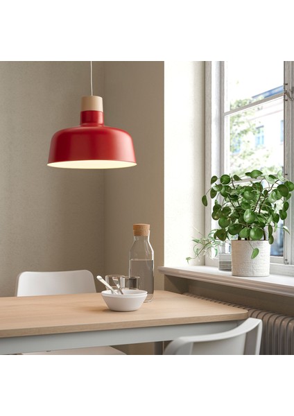Bunkeflo Sarkıt Lamba Kırmızı Huş 36 cm Şık Modern Aydınlatma Yemek Masası Bar Dekoratif E27 Duy Atmosfer Işığı indirimleri