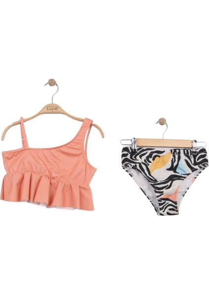 Kız Çocuk Altı Desenli Askılı Bikini Takımı