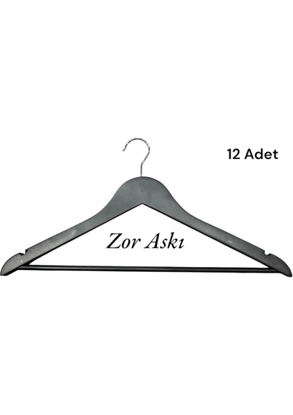 Ahşap Barlı Elbise Pantolon Askısı Gömlek Askısı Beyaz Renk 12 Adet