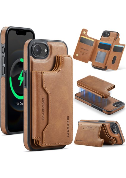 iPhone 16E Cüzdan Pc + Tpu + Pu Telefon Kılıfı Magsafe ile Uyumlu (Yurt Dışından)