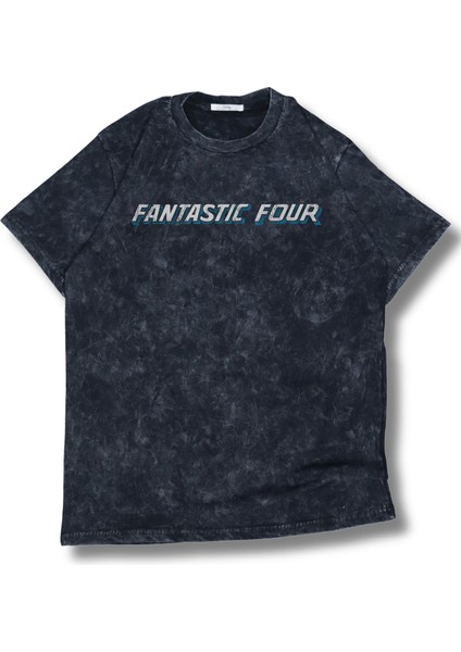 Unisex Fantastic Four Yazılı Sırt Baskılı Yıkamalı T-Shirt, Oversize Mar Vel Temalı Retro Tişört fiyatları