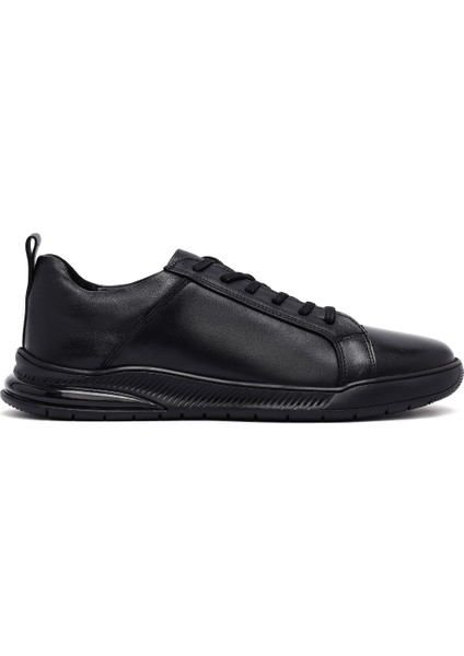 Erkek Siyah Bağcıklı Deri Casual Sneaker 25WFD681718