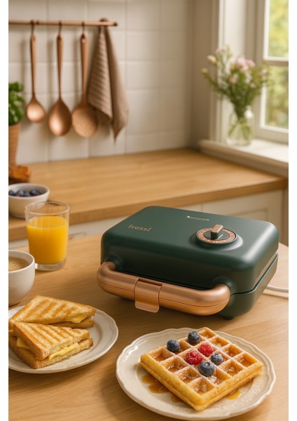 Çıkarılabilir Yapışmaz Plakalı Ikili Waffle ve Mini Tost Makinesi FR-TM51 Triochef