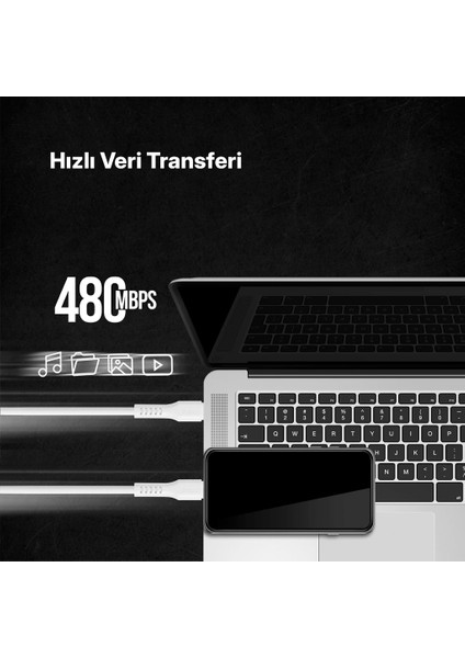 Usb-C - Usb-C 120CM 60W Pd/qc Hızlı Şarj/data Kablosu Beyaz 2DK59B fırsatları