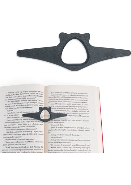 Kitap Okuma Yüzüğü Kedi Modelli - Antrasit
