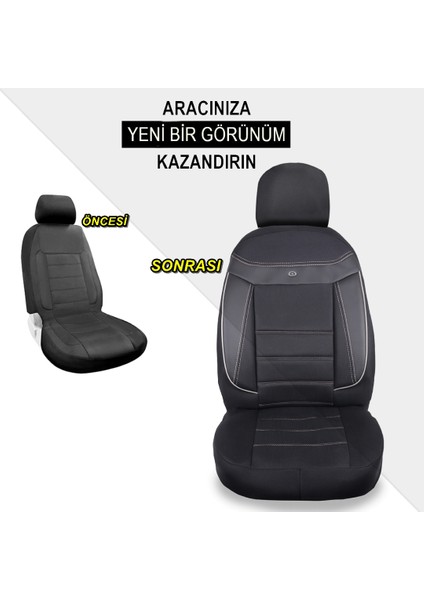 Renault Clio Araçlara Uyumlu Oto Koltuk Kılıfı Seti - Venüs Serisi Siyah/beyaz fırsatları
