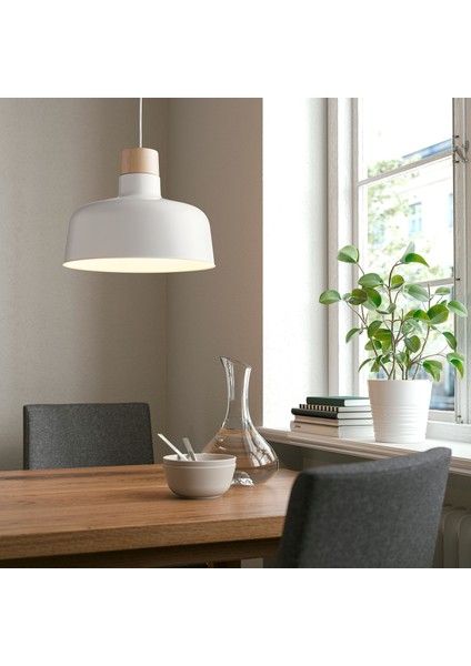 Bunkeflo Sarkıt Lamba Beyaz Huş 36 cm Modern Şık Aydınlatma Yemek Masası Dekoratif E27 Duy Ev Ofis Atmosfer Işığı indirimleri
