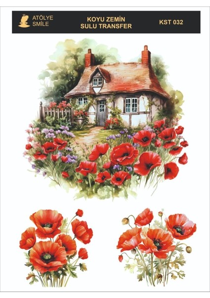 KST032 Koyu Zemin Sulu Transfer 25*35 cm