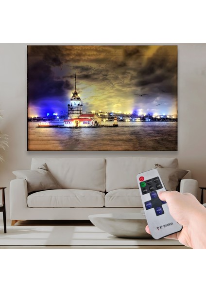 LED Işıklı Uzaktan Kumandalı Kız Kulesi Kanvas Tablo