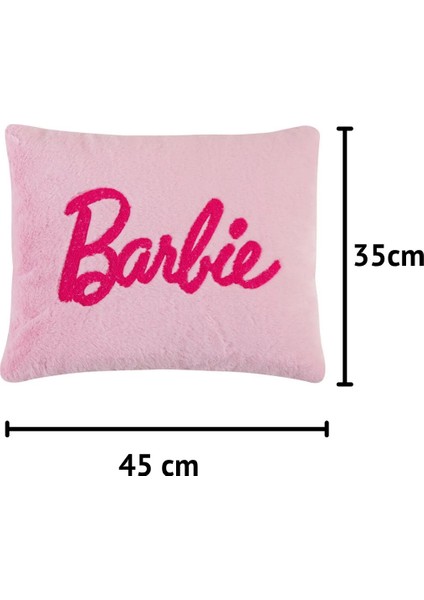 Barbie Nakışlı Peluş Yastık, Pembe Kırlent Yastık 35CM x 45CM modelleri