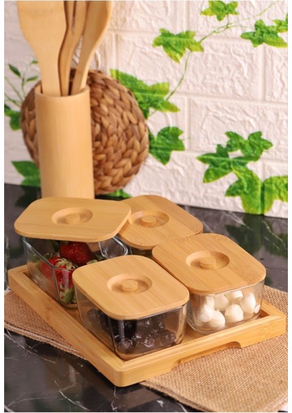 9 Parça Cam Kahvaltılık Saklama Kabı Seti, Şeffaf ve Dayanıklı Tasarım