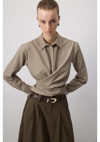 Belted Short Poplın Shırt fiyatları