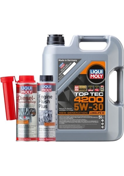 Set 10 Toptec 4200 5l Motor Yağı 5W-30,MOTOR Içi Temizleyici,dizel Sistem Temizleyici