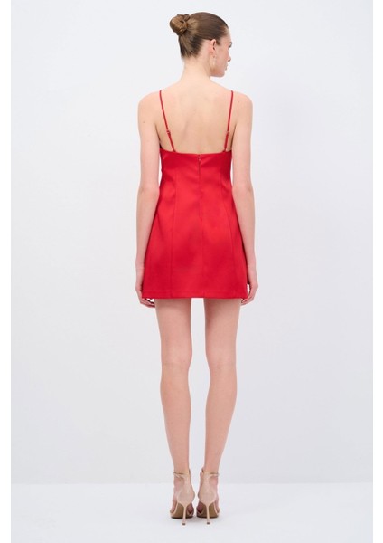 V Yaka Mini Elbise Kirmizi 12445475000 indirimleri