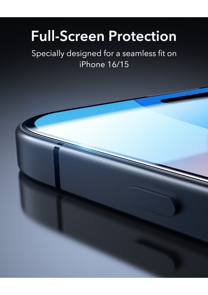 iphone 16 Anti-Static Temperli Full Cam Ekran Koruyucu Kolay Kurulum Kiti