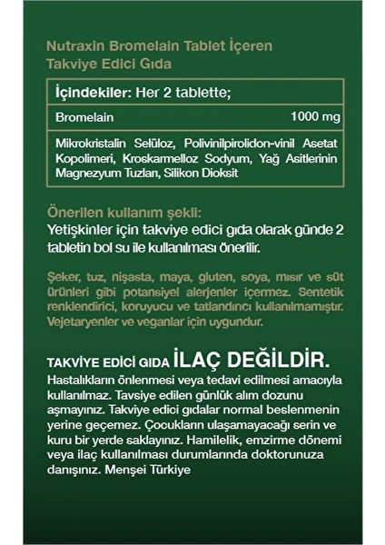 Bromelain 500 mg 60 Tablet 6 Adet Kupa Bardak Hediyeli indirimleri