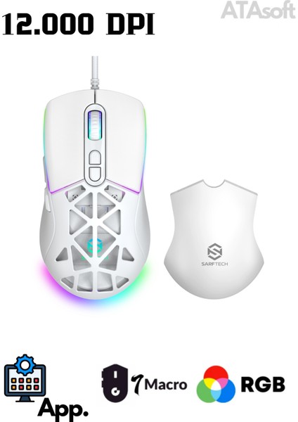Rgb 7 Tuşlu 12.000DPI Makrolu Yazılım Uygulamalı Değiştirilebilir Mıknatıslı Gaming Oyuncu Mouse