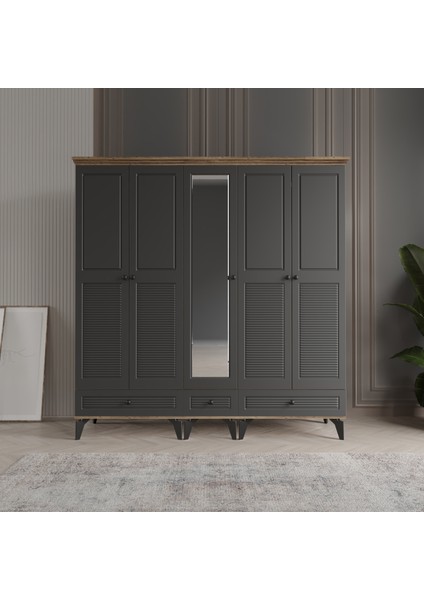 Nisa 5 Kapaklı Gardırop Dolap 200cm
