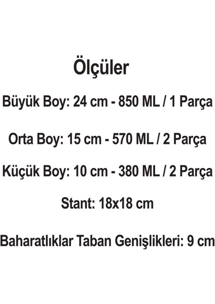 Döner Standlı 6 Parça Cam Baharatlık Takımı, Şık ve Kullanışlı.