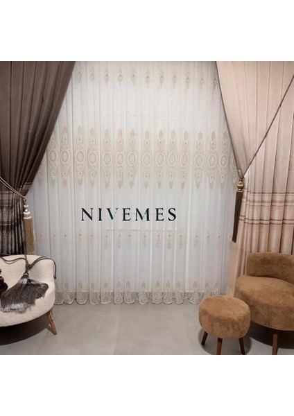 Nivemeshome Mutlu Burç Tasarımı 1650 1/3 Sık Pileli Tül Perde Apm