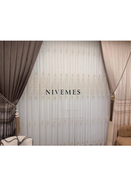 Nivemeshome Mutlu Burç Tasarımı 1650 1/3 Sık Pileli Tül Perde Apm indirimleri