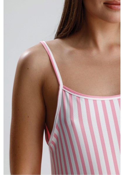 Kadın Dikey Çizgili Ip Askılı Mini Şort Takım | Pembe fiyatları