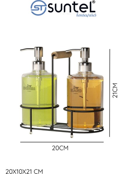 2’li Metal Standlı Plastik Sıvı Sabun Şişesi Sabunluk 500 ml Siyah modelleri