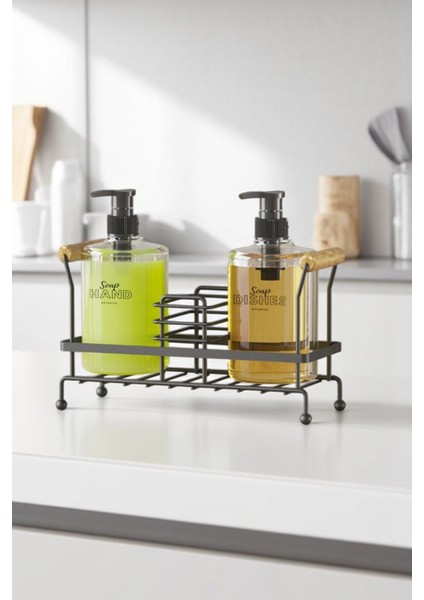 2’li Metal Standlı Plastik Sıvı Sabun Şişesi Sabunluk 500 ml Siyah fiyatları