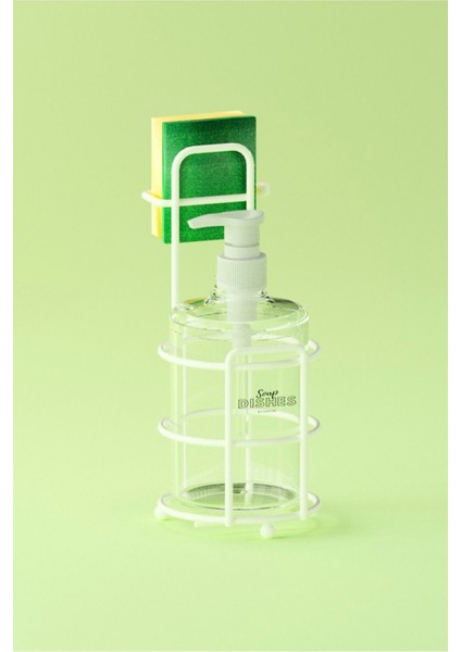 Modern Tezgah Üstü Metal Standlı Sıvı Sabunluk-Süngerlik fiyatları