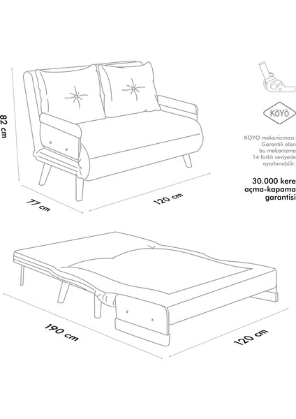 Cosmo Ikili Katlanır Yataklı Koltuk - Bohem Vizon