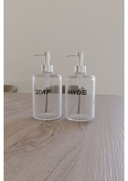Etiketli 2'li Plastik Sıvı Sabunluk Seti - 500 ml
