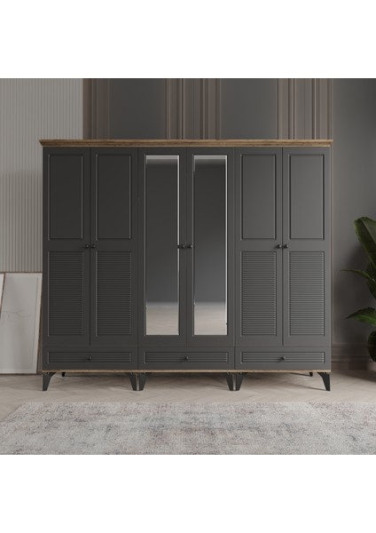 Nisa 6 Kapaklı Gardırop Dolap 240cm