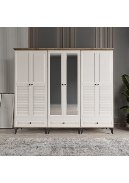 Nisa 6 Kapaklı Gardırop Dolap 240cm
