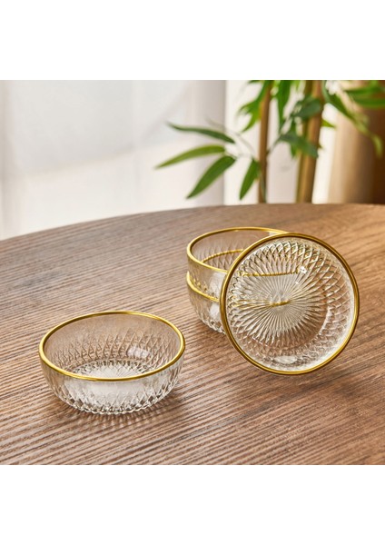 Kitchen Zelazo 4'lü Kase Seti - Şeffaf / Altın - 11,5 cm