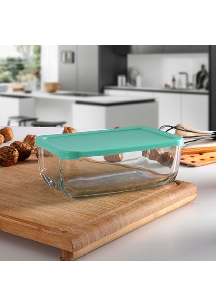 Snow Box Saklama Kabı - Şeffaf / Yeşil - 1,2 Lt