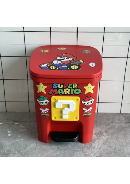 Super Mario Büyük Kapasite Ayak Pedallı Kapaklı Sevimli Çocuk Odası Çöp Kovası (Yurt Dışından)