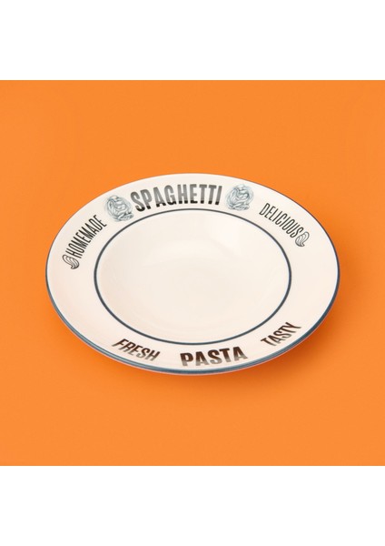 Kitchen Spaghetti Pasta Makarna Tabağı - Beyaz - 27 cm