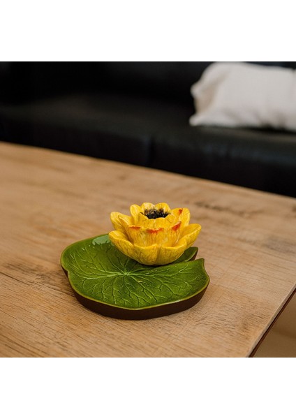 Deco Lotus Dekoratif Tabak - Sarı - 12 cm