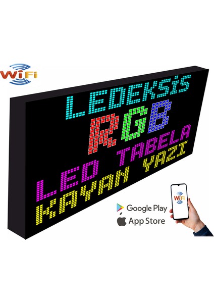 LED Tabela 80X160CM Tek Taraflı Rgb Kayan Yazı Wifi (Telefondan Yazı Değiştirme)