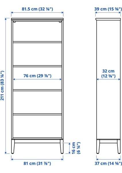 Idanas Kitaplık Beyaz 81X39X211 cm Şık Modern Depolama Rafı Ev Ofis Düzenleyici Geniş Kapasiteli Dekoratif