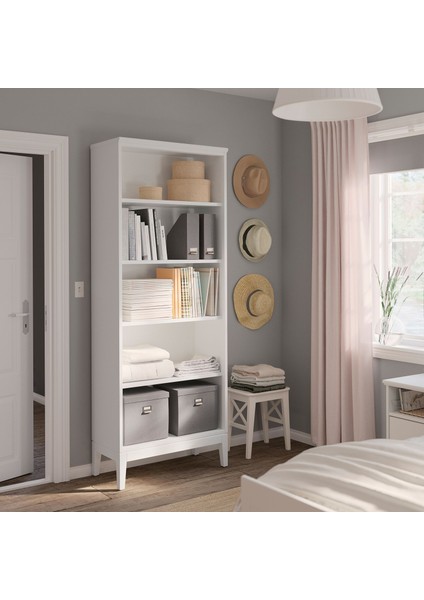 Idanas Kitaplık Beyaz 81X39X211 cm Şık Modern Depolama Rafı Ev Ofis Düzenleyici Geniş Kapasiteli Dekoratif indirimleri