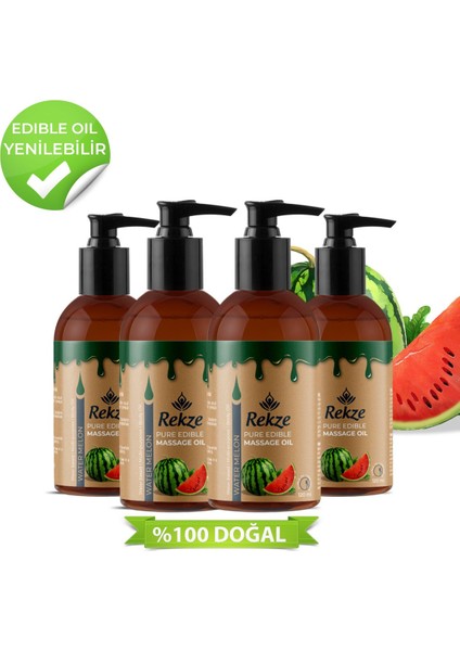 Doğal 4 Adet Karpuz Özlü Duyusal ve Aromaterapi Kokulu Masaj Yağı 120 ml