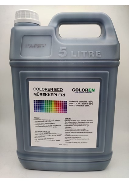 STARFIRE 1024 KAFALAR İÇİN KOKUSUZ ECO SOLVENT MÜREKKEP BLACK 5 LT