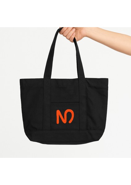 N Logolu Beyaz Bez Çanta - Plaj Çantası, Kalın Kumaş, Turuncu Astarlı, Omuz Askılı modelleri