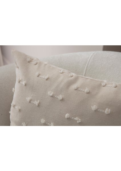 Çizgi Desenli Punch Işlemeli Keten Kırlent Kılıfı 43X43CM, Dekoratif Kırlent Kılıfı fırsatları