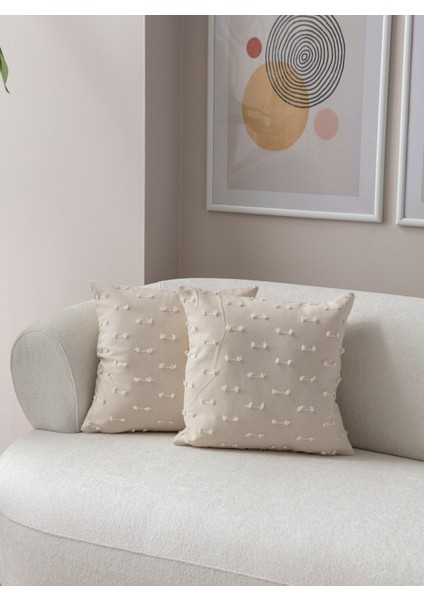 Çizgi Desenli Punch Işlemeli Keten Kırlent Kılıfı 43X43CM, Dekoratif Kırlent Kılıfı indirimleri