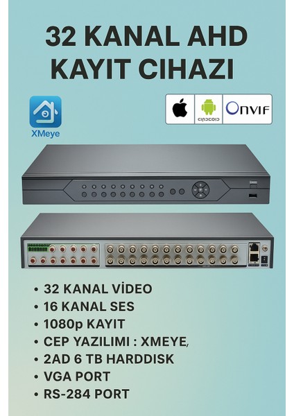 32 Kanal Ahd Xmeye Dvr Kayıt Cihazı fiyatları