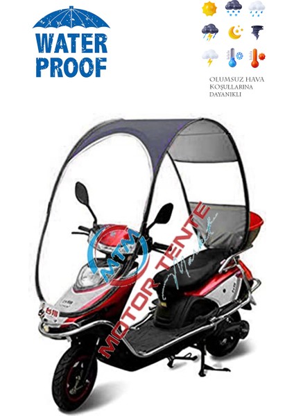 2 Tekerli Motosiklet Tentesi / Scooter Şemsiyesi - Siyah