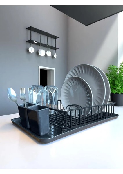 Tepsili Kaşıklıklı Metal Tezgah Üstü Bulaşıklık, Tek Katlı Bulaşık Tabaklık Kurutmalık Sepeti modelleri